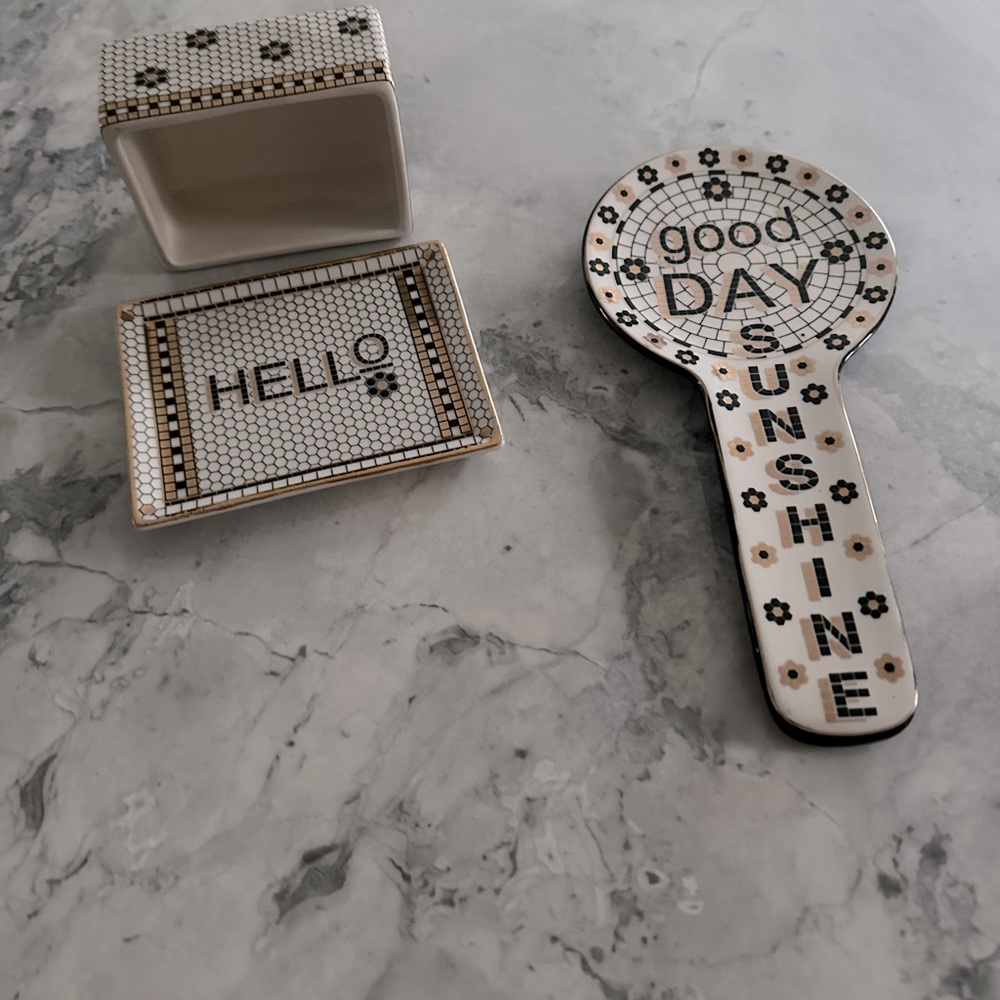 Anthropologie Set - butter dish and spoon rest